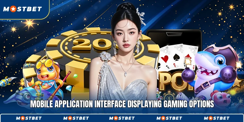Mobile application interface displaying gaming options